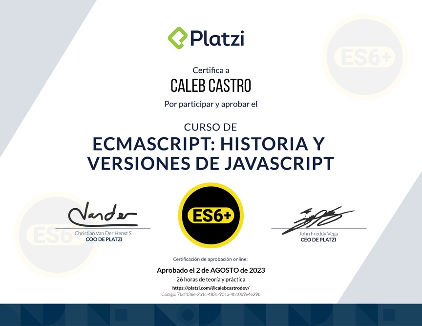 Diploma del Curso de ECMAScript: Historia y Versiones de JavaScript