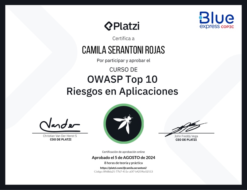 Diploma del Curso de OWASP Top 10: Riesgos en Aplicaciones