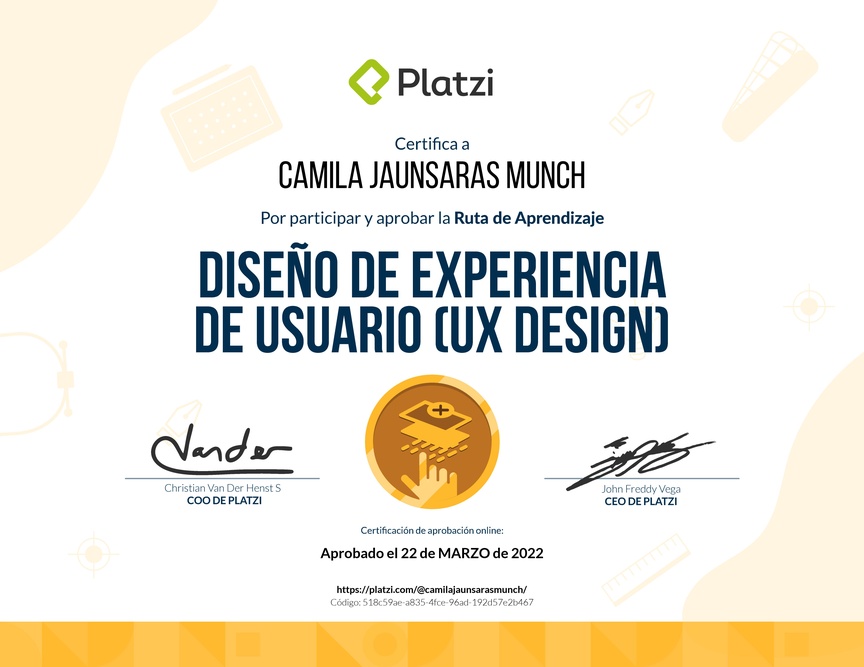 Diploma de la Ruta de Aprendizaje de Diseño de Experiencia de Usuario (UX Design)