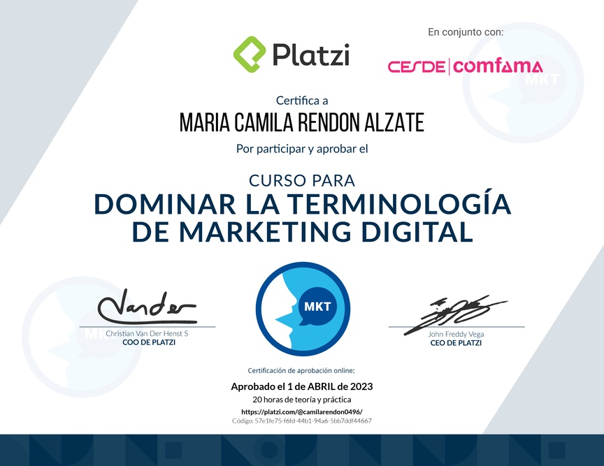 Diploma de Glosario de Términos de Marketing Digital