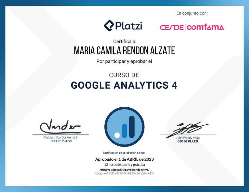 Diploma del Curso de Google Analytics
