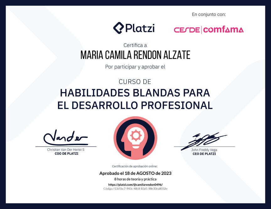 Diploma del Curso de Habilidades Blandas para el Desarrollo Profesional