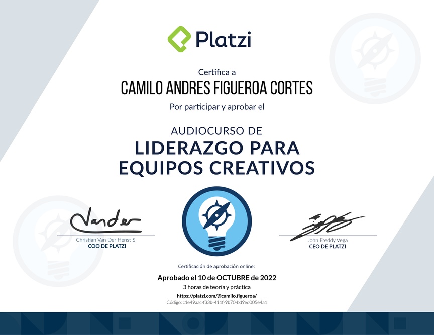 Diploma de Audiocurso de Liderazgo para Equipos Creativos