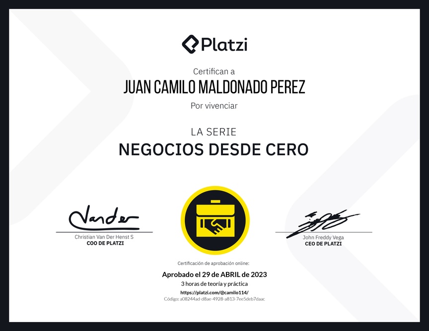 Diploma del Curso de historias de éxito empresarial