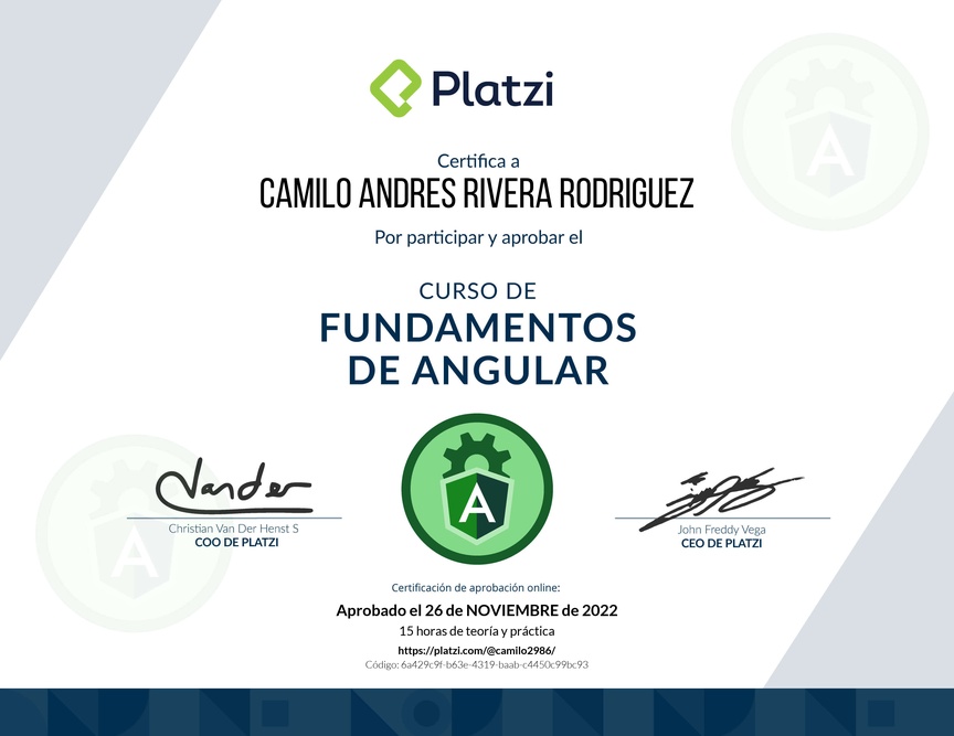 Diploma del Curso de Fundamentos de Angular