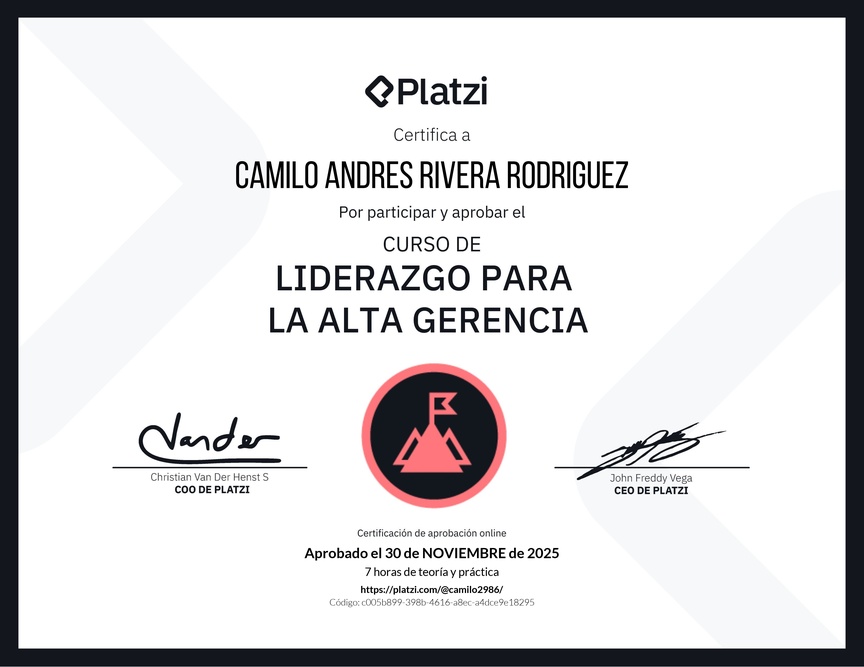 Diploma del Curso de Liderazgo para la Alta Gerencia