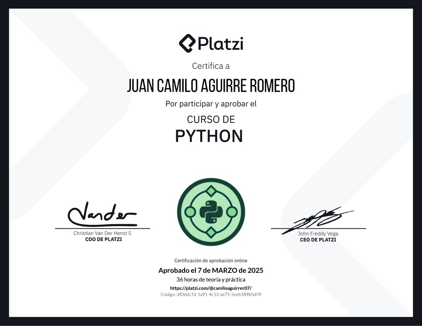 Diploma del Curso de Python