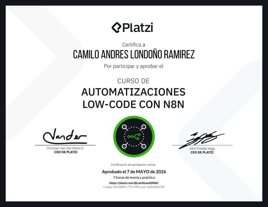 Diploma del Curso de Automatizaciones con n8n