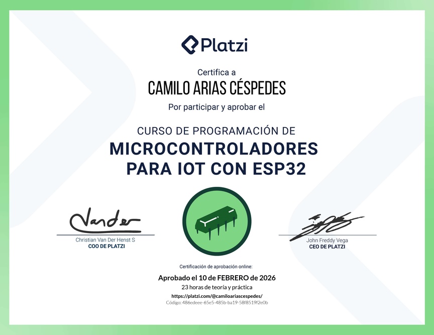 Diploma del Curso de IoT: Programación de Microcontroladores ESP32