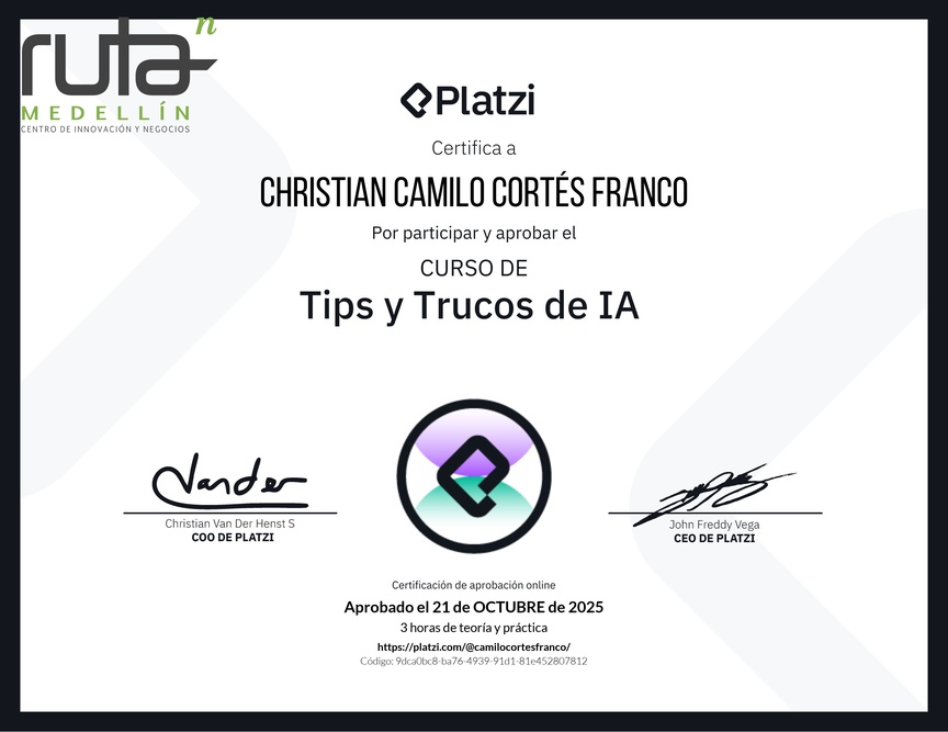Diploma del Curso de tips y trucos de IA