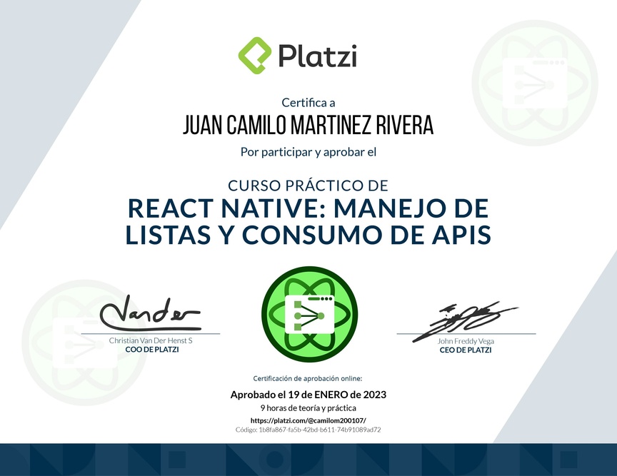 Diploma del Curso de React Native: Manejo de Listas y Consumo de APIs