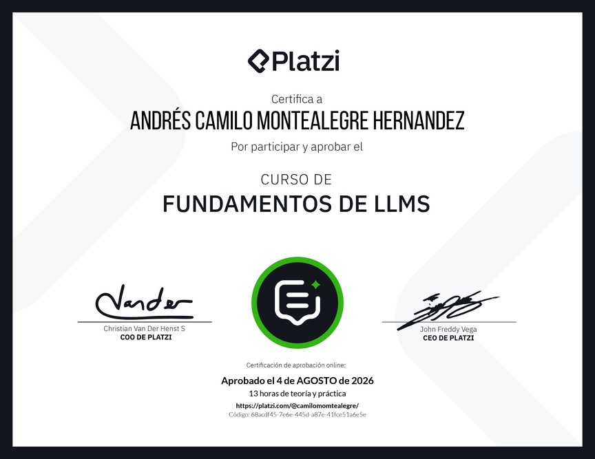 Diploma del Curso de Fundamentos de LLMs