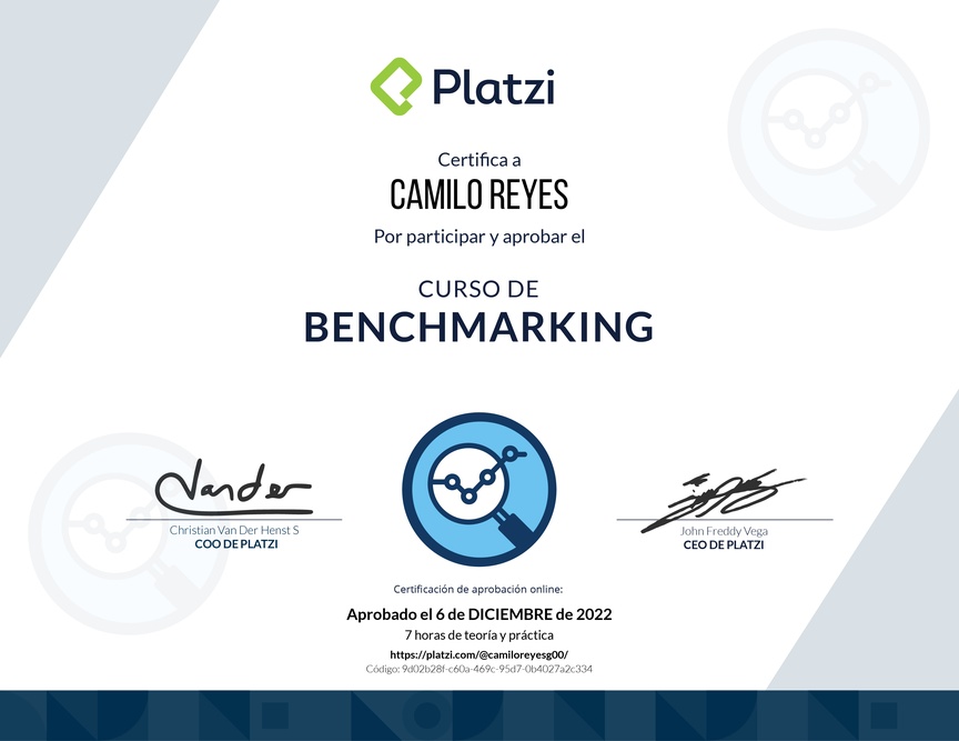 Diploma del Curso de Benchmarking