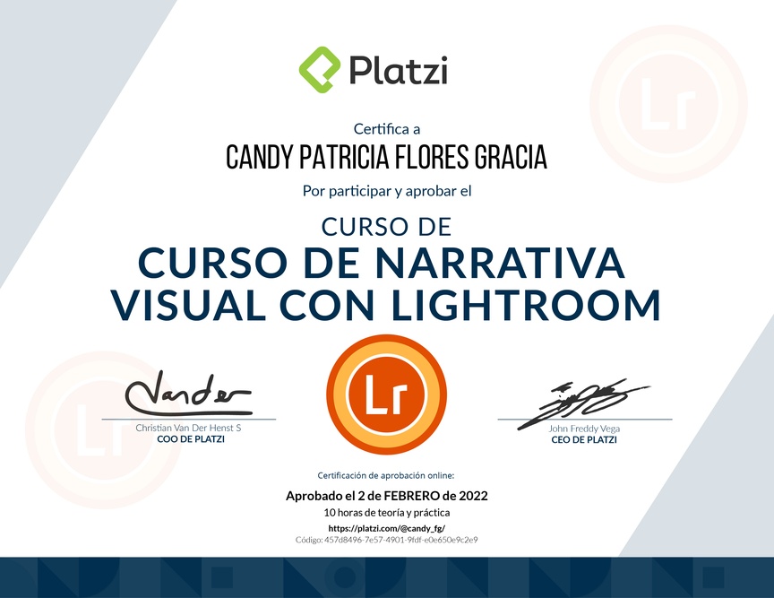Diploma del Curso de Narrativa Visual con Lightroom