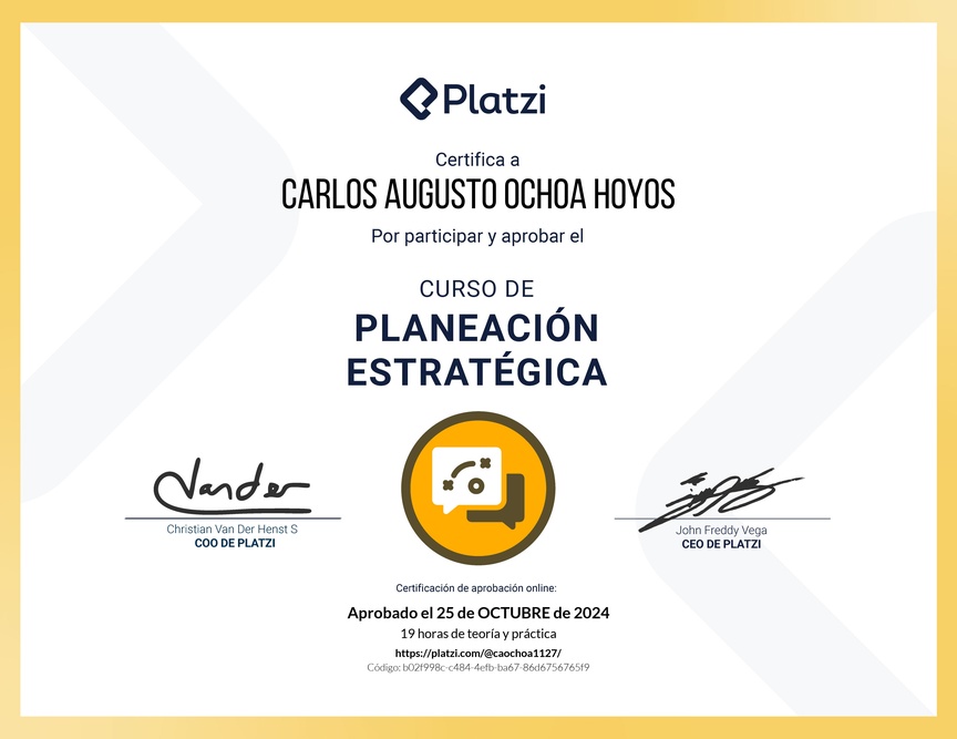 Diploma del Curso de Planeación Estratégica