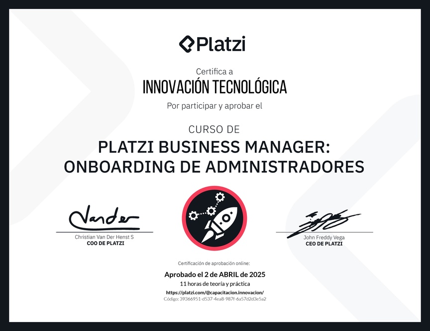 Diploma de Platzi Business Manager: Onboarding de Administradores