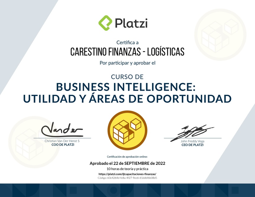 Diploma del Curso de Business Intelligence: Utilidad y Áreas de Oportunidad