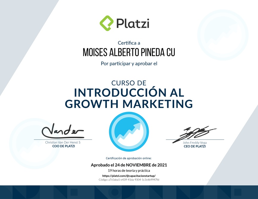 Diploma del Curso de Introducción al Growth Marketing