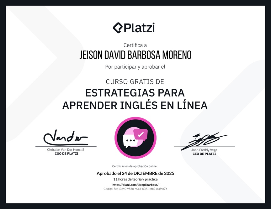 Diploma del Curso Gratis de Estrategias para Aprender Inglés en Línea