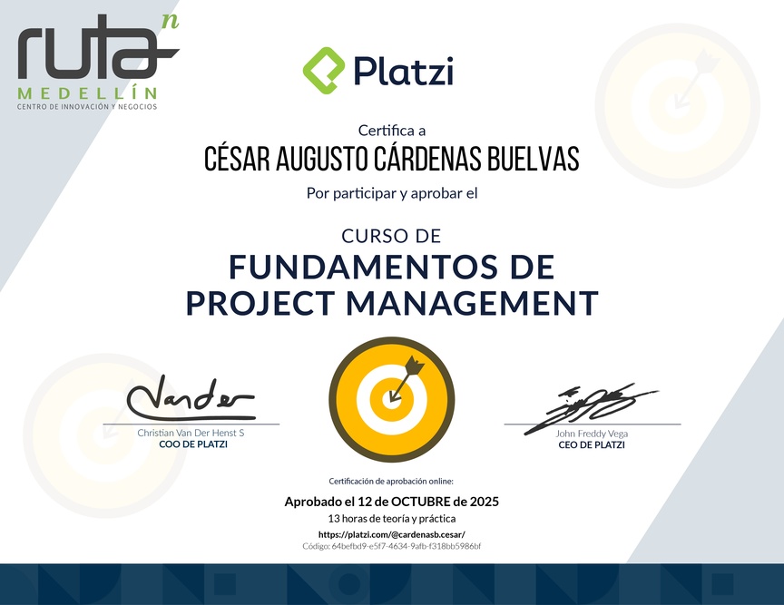 Diploma del Curso de Fundamentos de Project Management