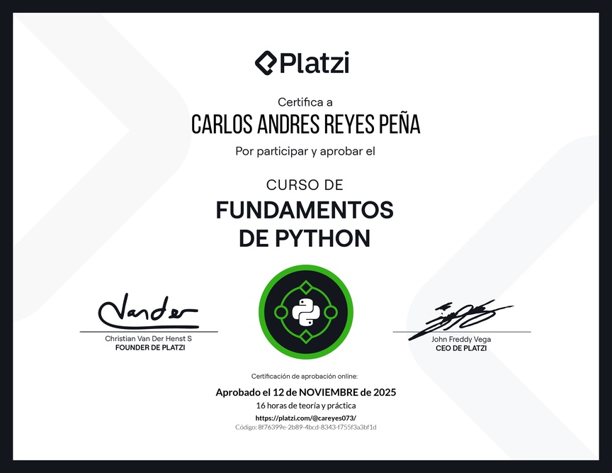 Diploma del Curso de Fundamentos de Python