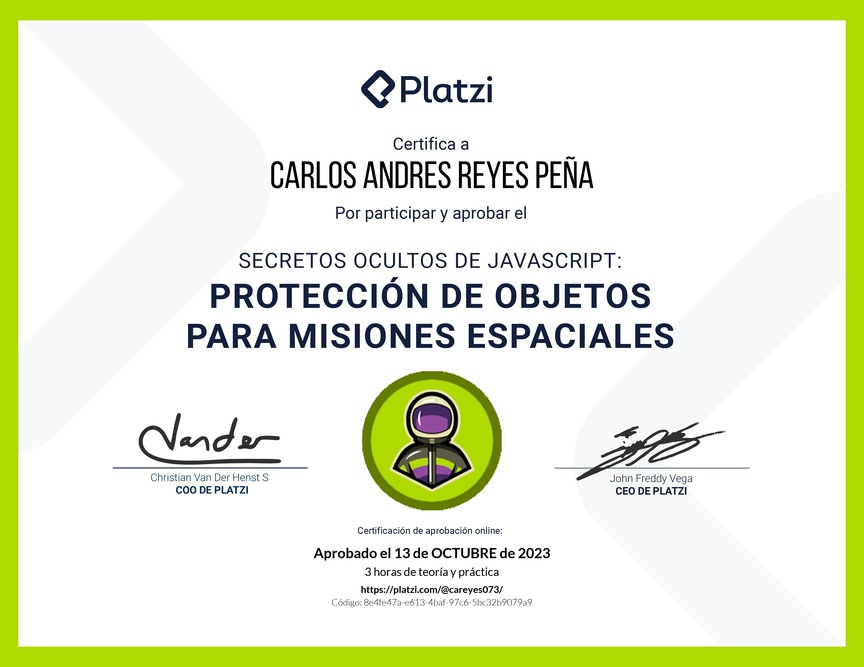 Diploma de Taller de Secretos Ocultos de JavaScript: Protección de Clases y Objetos