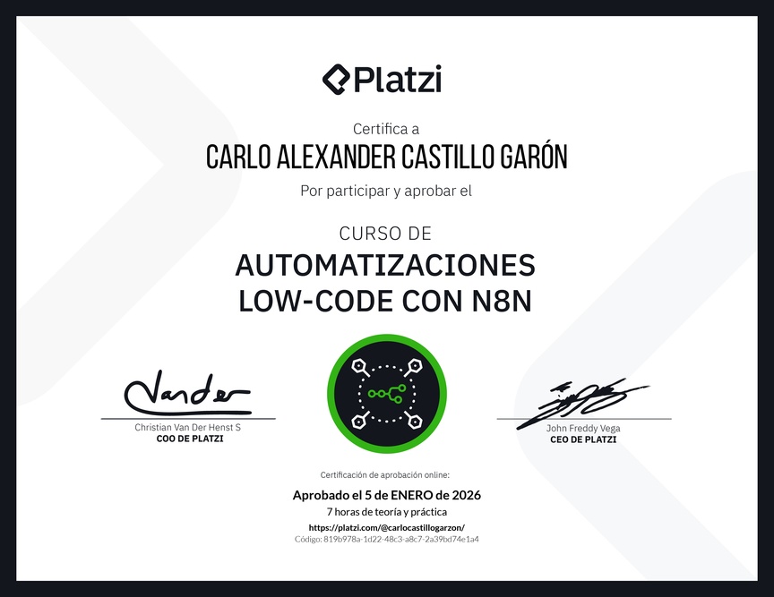 Diploma del Curso de Automatizaciones con n8n
