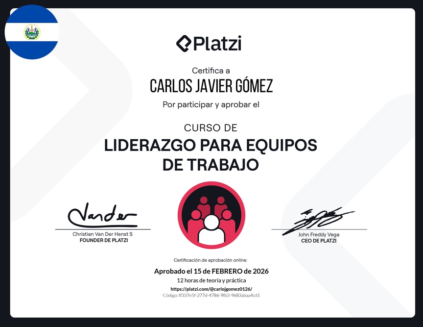 Diploma del Curso de Liderazgo para Equipos de Trabajo