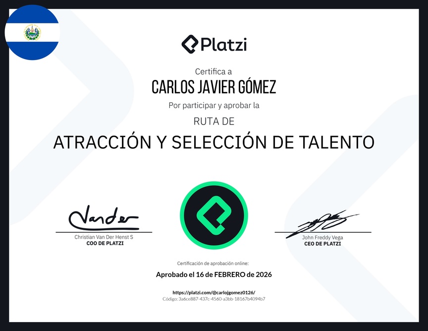 Diploma de la Ruta de Aprendizaje de Atracción y Selección de Talento