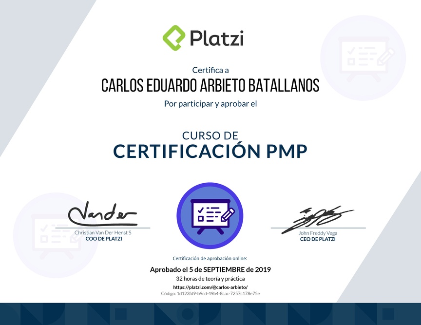 Diploma del Curso de Certificación PMP - 2017