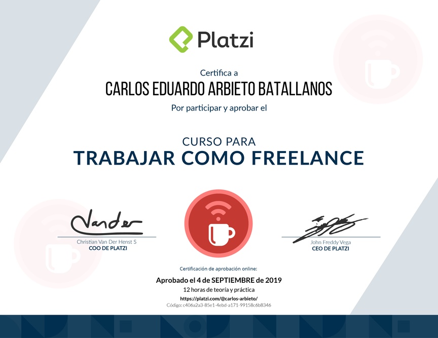 Diploma del Curso para Trabajar como Freelance