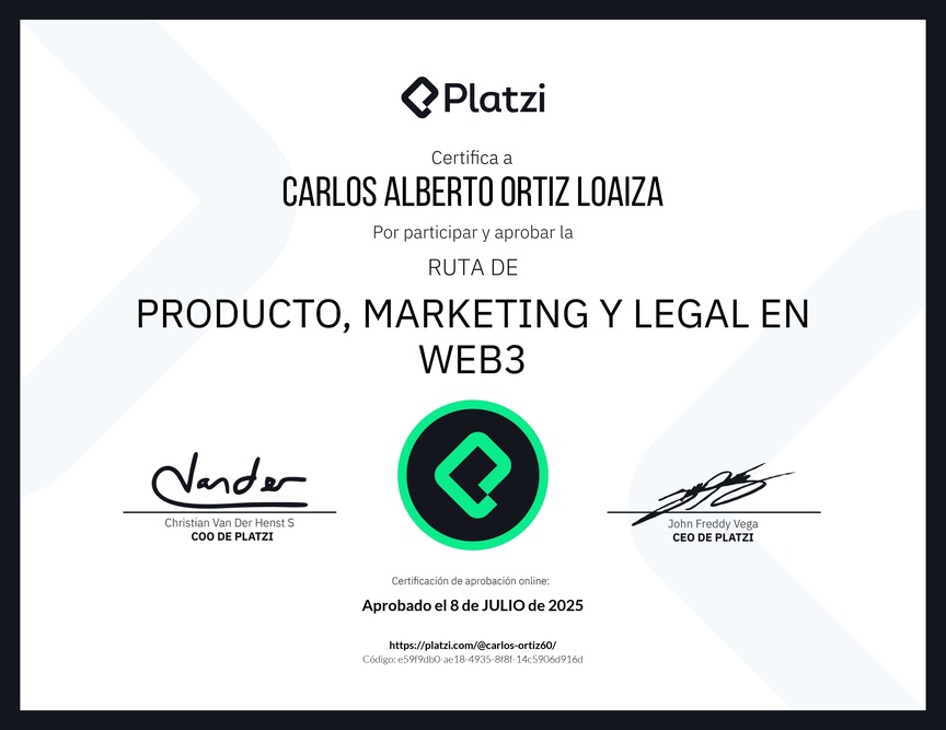 Diploma de la Ruta de Aprendizaje de Producto, Marketing y Legal en Web3