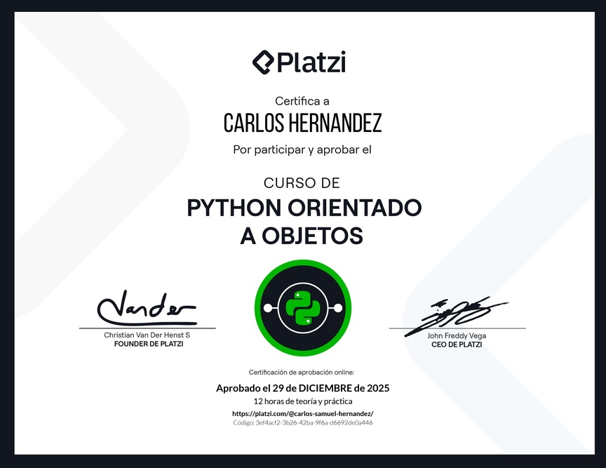 Diploma del Curso de Python Orientado a Objetos