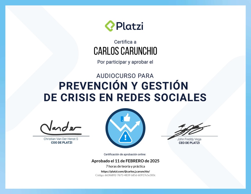 Diploma de Audiocurso: Prevención y Gestión de Crisis en Redes Sociales