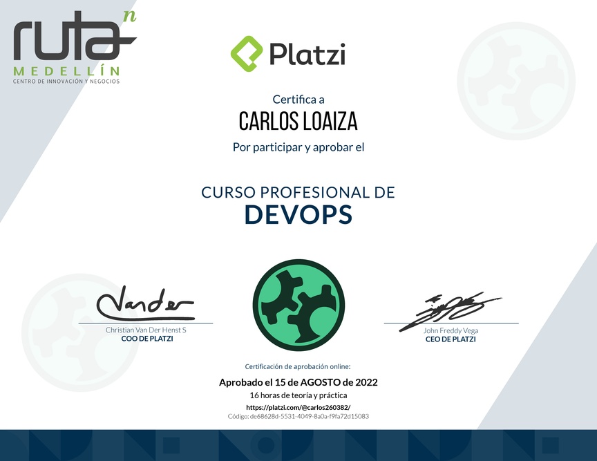 Diploma del Curso Profesional de DevOps