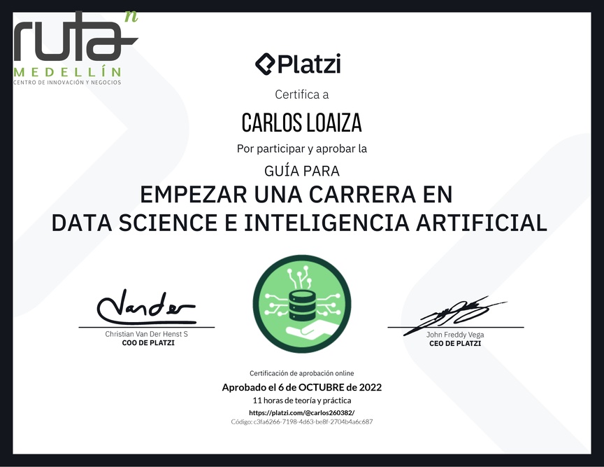 Diploma de Guía para Empezar una Carrera en Data Science e Inteligencia Artificial