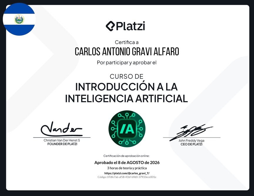 Diploma del Curso de Introducción a la Inteligencia Artificial