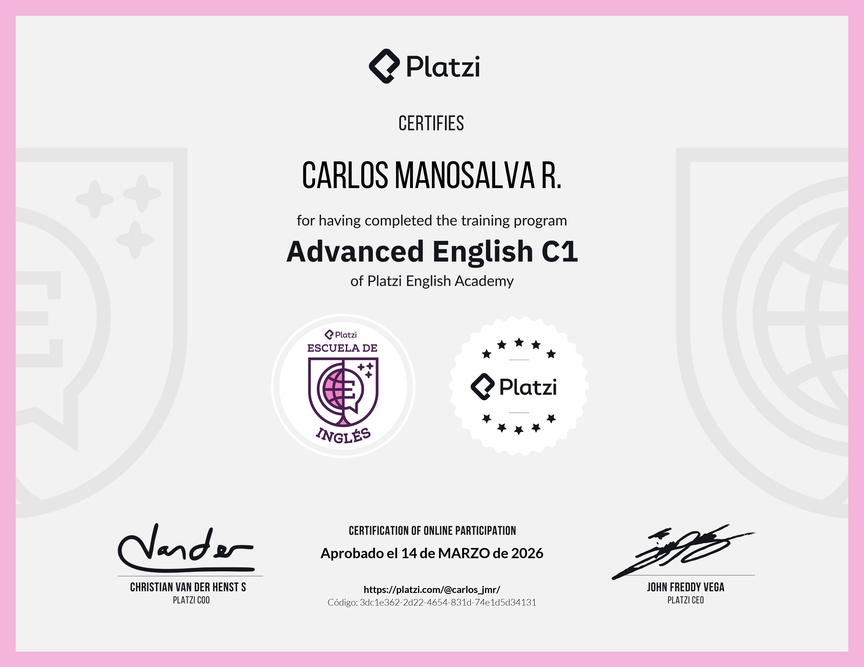 Diploma de la Ruta de Aprendizaje de Inglés Avanzado C1