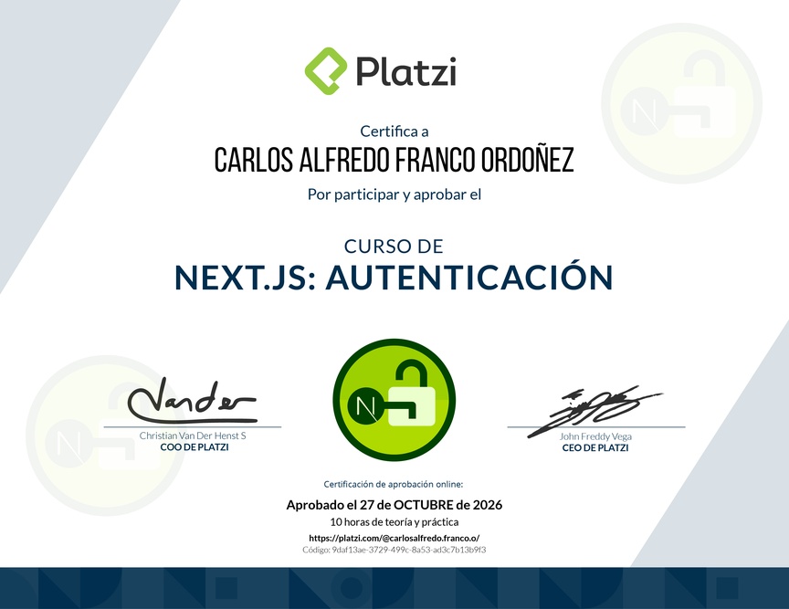Diploma del Curso de Next.js: Autenticación