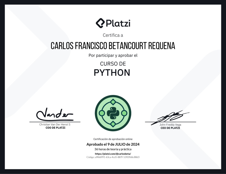 Diploma del Curso de Python