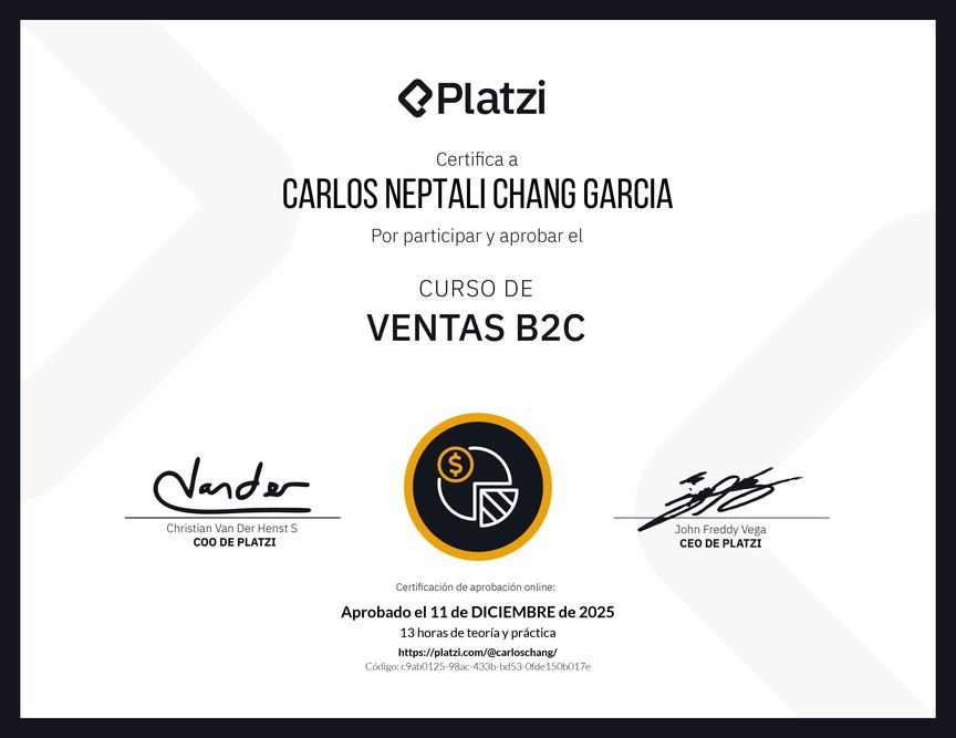 Diploma del Curso de Ventas B2C