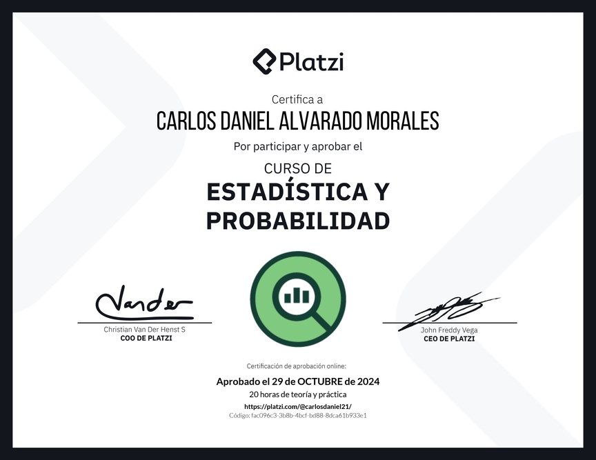 Diploma del Curso de Estadística y Probabilidad