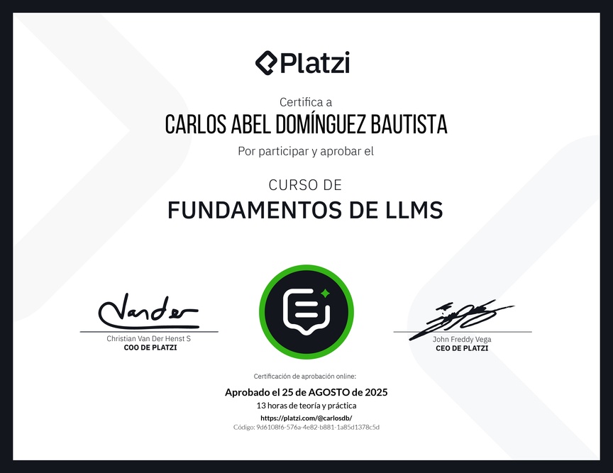 Diploma del Curso de Fundamentos de LLMs