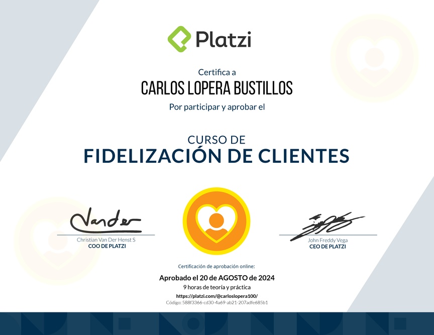 Diploma del Curso de Fidelización de Clientes