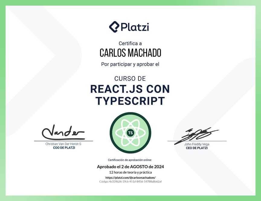 Diploma del Curso de React.js con TypeScript