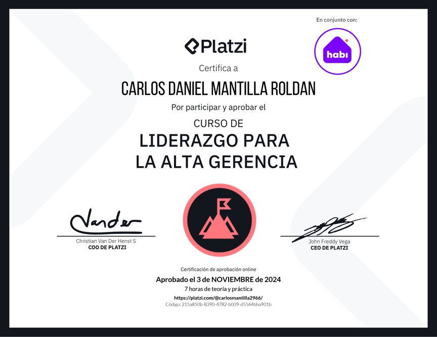 Diploma del Curso de Liderazgo para la Alta Gerencia
