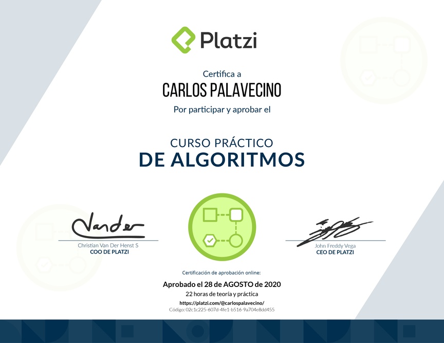Diploma del Curso Práctico de Estructuras de Datos y Algoritmos