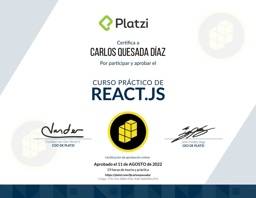 Diploma del Curso de React 17 con Webpack 5 y Sass