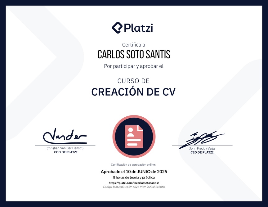 Diploma del Curso de Creación de CV