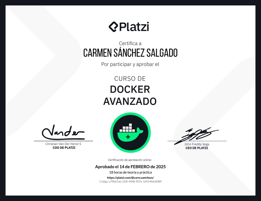 Diploma del Curso de Docker Avanzado